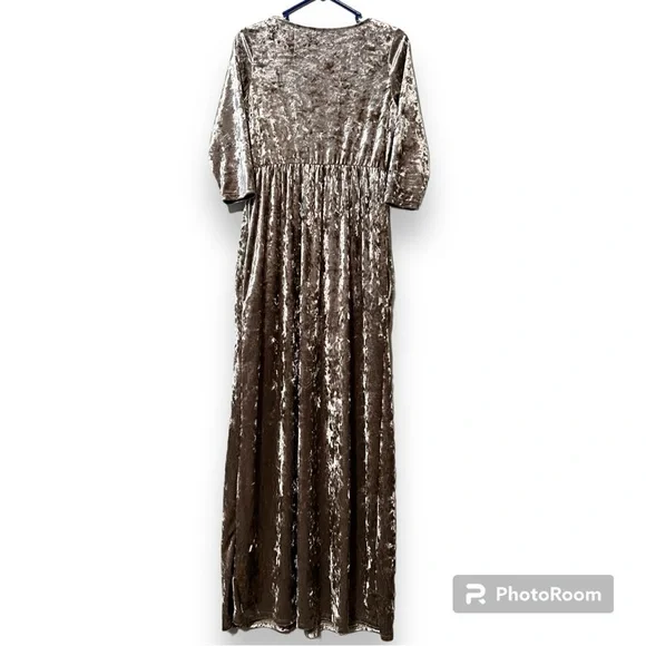 Wanna B medium crushed velvet dress 3/4 sleeve elastic waist has pockets unlined - Picture 4 of 15
